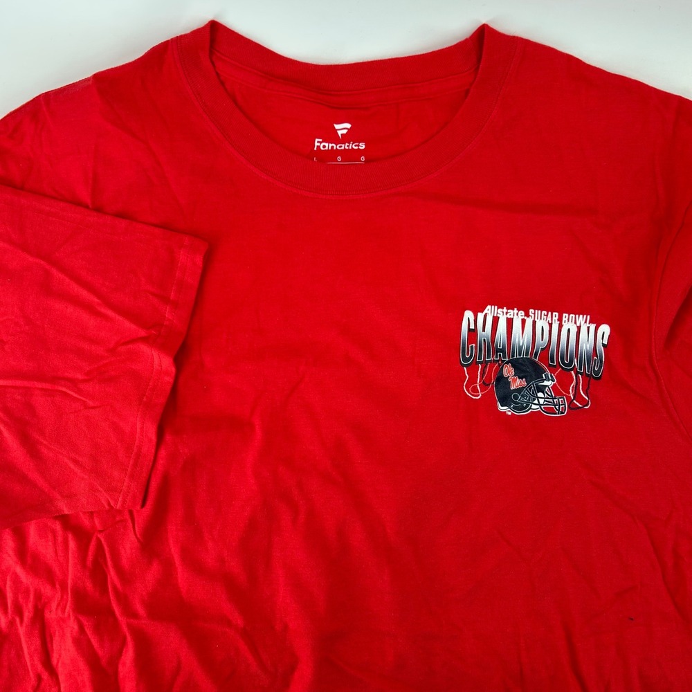 Fanatics Ole Miss Rebels T-Shirt Mens Large Red Sugar Bowl Champions 2026 NCAA